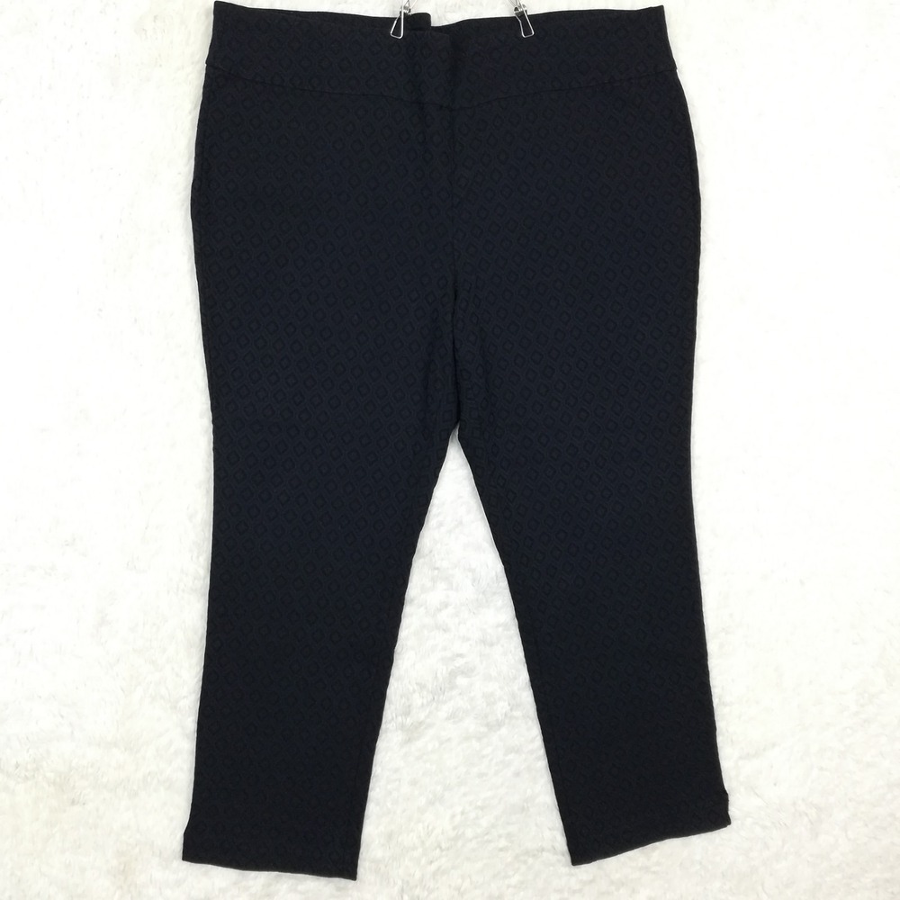 Roz & Ali Womens Pants Legging Navy Black Diamond Pull On High Rise Plus 22